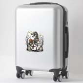 Sticker Vintage Skeleton Dinosaur Halloween Graveyard Desi (Sur valise)