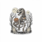 Sticker Vintage Skeleton Dinosaur Halloween Graveyard Desi (Devant)
