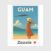 Sticker Vintage Travel Guam Island Beach Retro Seaside (Feuille)