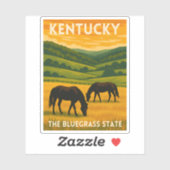 Sticker Vintage Travel Kentucky Horses Retro Graphic (Feuille)