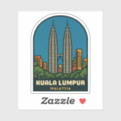 Sticker Vintage Travel Kuala Lumpur Malaysia Retro Style (Feuille)