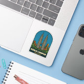 Sticker Vintage Travel Kuala Lumpur Malaysia Retro Style (Ordinateur portable avec iPhone)