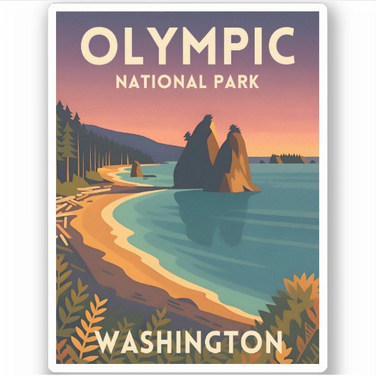 Sticker Vintage Travel Olympic National Park Washington (Devant)
