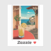 Sticker Vintage Travel Positano Italie Scène rétro (Feuille)