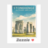 Sticker Vintage Travel Stonehenge Angleterre Scène rétro (Feuille)