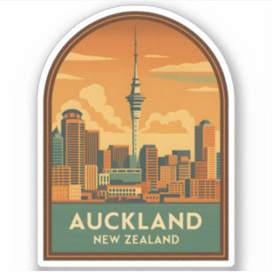 Sticker Vintage voyage Auckland New Zealand City Retro