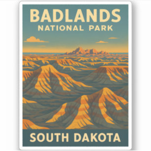 Sticker Vintage voyage Badlands National Park Dakota du Su