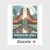 Sticker Vintage voyage Bali Indonésie Temple Gate Retro (Feuille)