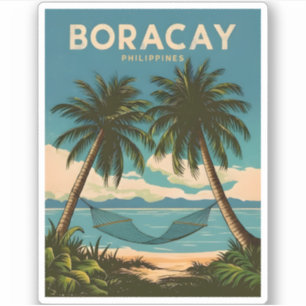 Sticker Vintage voyage Boracay Philippines Pittoresque rét