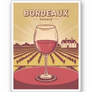 Sticker Vintage voyage Bordeaux France Vignoble Paysage
