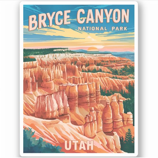 Sticker Vintage voyage Bryce Canyon National Park Utah (Devant)