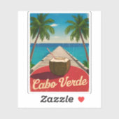 Sticker Vintage voyage Cap-Vert Îles Retro Graphisme (Feuille)