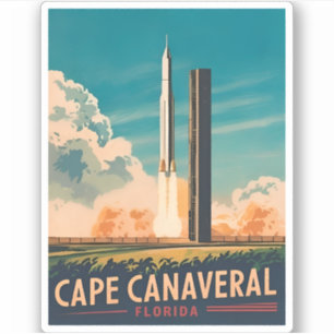 Sticker Vintage voyage Cape Canaveral Florida Retro Pittor