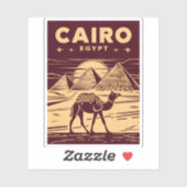 Sticker Vintage voyage Égypte ancienne Pyramide Retro Grap (Feuille)
