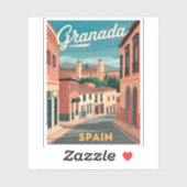 Sticker Vintage voyage Grenade Espagne Retro Graphisme (Feuille)