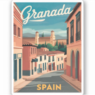 Sticker Vintage voyage Grenade Espagne Retro Graphisme