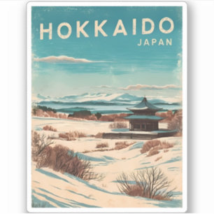 Sticker Vintage voyage Hokkaido Japon Hiver Rétro Pittores