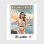 Sticker Vintage voyage Hong Kong Chine Retro Graphisme (Feuille)