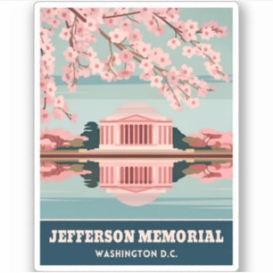Sticker Vintage voyage Jefferson Memorial Washington DC