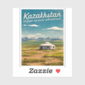 Sticker Vintage voyage Kazakhstan Steppe Retro Pittoresque (Feuille)