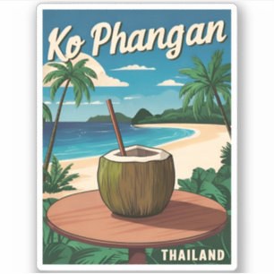 Sticker Vintage voyage Koh Phangan Thaïlande Retro Graphis