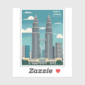 Sticker Vintage voyage Kuala Lumpur Malaisie Retro Graphis (Feuille)
