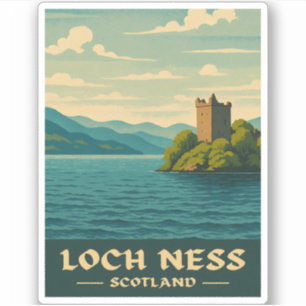 Sticker Vintage voyage Loch Ness Scotland Retro Pittoresqu