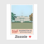 Sticker Vintage voyage Maison Blanche Washington DC (Feuille)