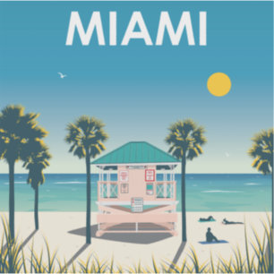 Sticker Vintage voyage Miami Beach Floride