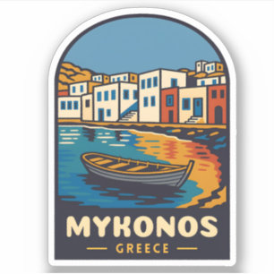 Sticker Vintage voyage Mykonos Grèce île Retro de bord de 