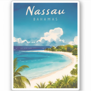 Sticker Vintage voyage Nassau Bahamas Beach Rétro Pittores