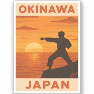 Sticker Vintage voyage Okinawa Japon Karate Retro Sunset