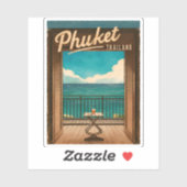 Sticker Vintage voyage Phuket Thaïlande Retro Pittoresque (Feuille)