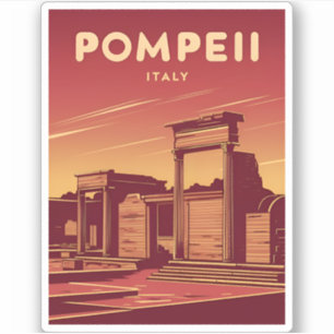 Sticker Vintage voyage Pompéi Italie Retro Graphisme