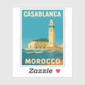 Sticker Vintage voyage rétro Casablanca Maroc (Feuille)