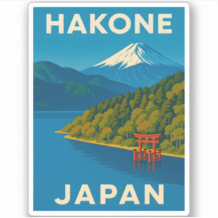 Sticker Vintage voyage rétro Hakone Japon Paysage Pittores