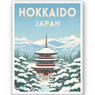 Sticker Vintage voyage rétro Hokkaido Japon Pittoresque hi