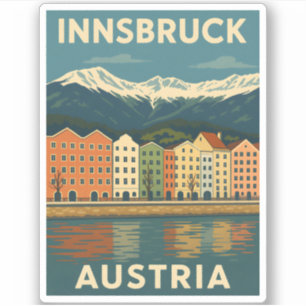 Sticker Vintage voyage rétro Innsbruck Autriche Paysage