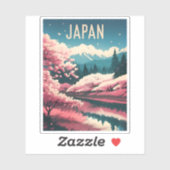 Sticker Vintage voyage rétro Japon Sakura Cherry Blossom (Feuille)