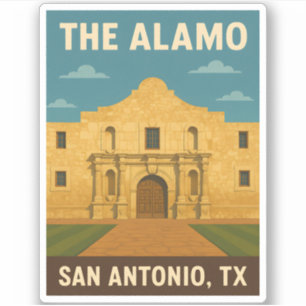 Sticker Vintage voyage Rétro L'Alamo San Antonio Texas