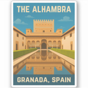 Sticker Vintage voyage Rétro L'Alhambra Granada Espagne