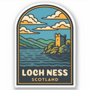 Sticker Vintage voyage rétro Loch Ness Scotland Castle
