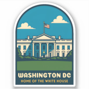 Sticker Vintage voyage rétro Maison Blanche Washington DC
