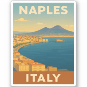 Sticker Vintage voyage rétro Naples Italie Côte Pittoresqu