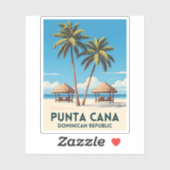 Sticker Vintage voyage rétro Punta Cana République Dominic (Feuille)