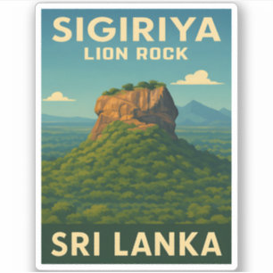 Sticker Vintage voyage rétro Sri Lanka Sigiriya Lion Rock