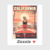 Sticker Vintage voyage Retrowave 80s California Sunset (Feuille)