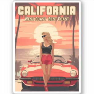 Sticker Vintage voyage Retrowave 80s California Sunset