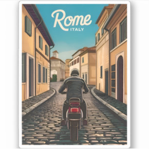 Sticker Vintage voyage Rome Italie Retro Graphisme