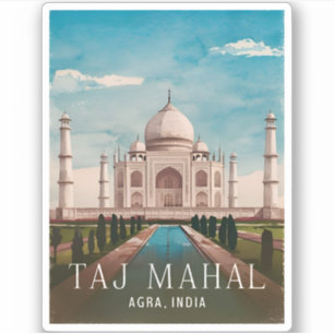 Sticker Vintage voyage Taj Mahal Inde Retro Pittoresque